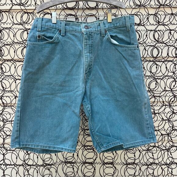 Vintage Levi’s 550 gray green orange tab jean shorts Size 34 - Picture 4 of 7